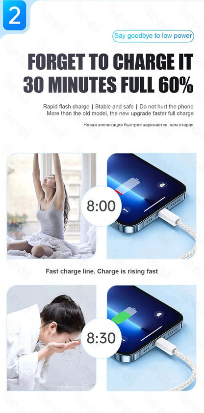 60W USB-A to USB-C Braided Fast Charging Cable