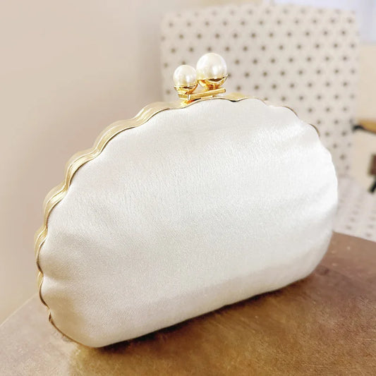 Vintage Lace Shell Evening Clutch Bag
