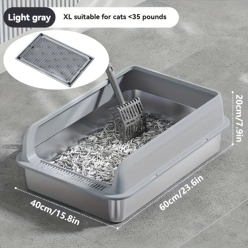Extra Large Stainless Steel Cat Litter Box with Lid