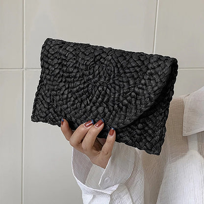 Women’s Handwoven Straw Envelope Clutch Bag