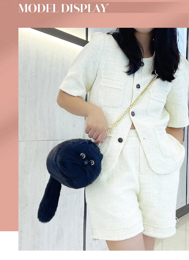 Cute Plush Cat Crossbody Shoulder Bag