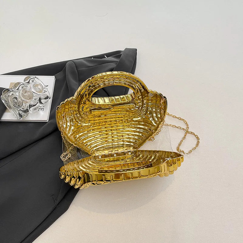 Metallic Acrylic Woven Handbag