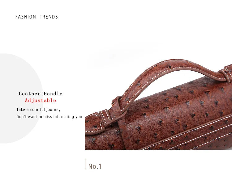 Ostrich Print PU Leather Shoulder Bag