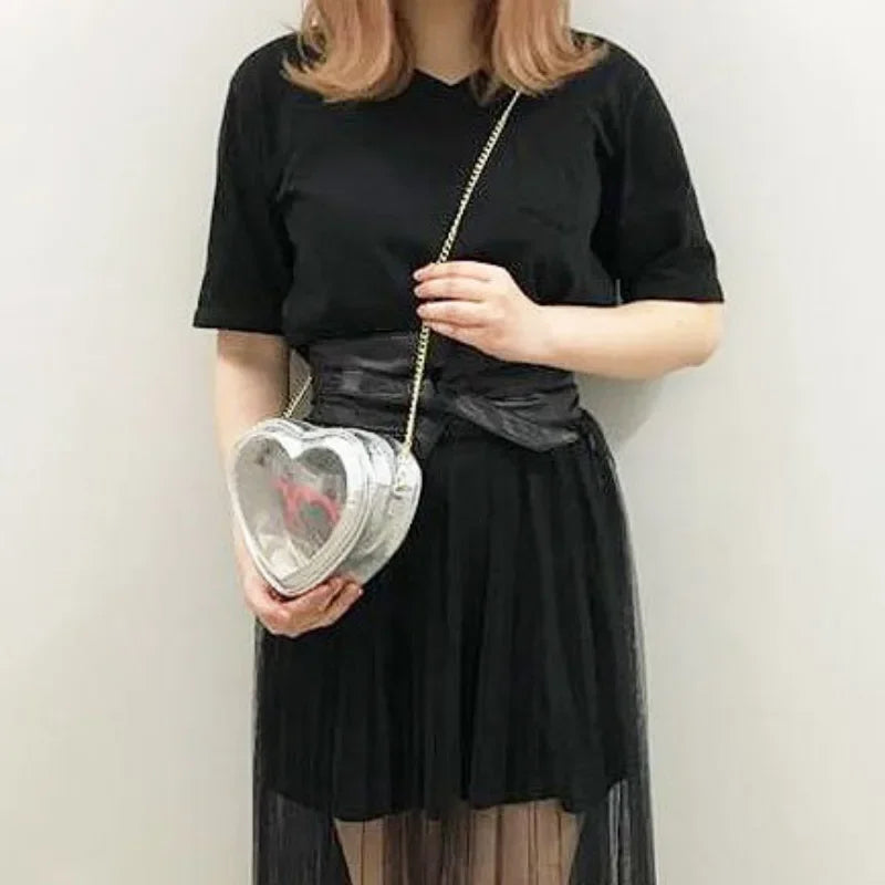 Heart-Shaped Transparent Ita Crossbody Bag