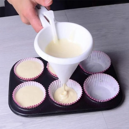 Handheld Batter Dispenser Funnel with Flow Control for Baking & Dessert Decorating