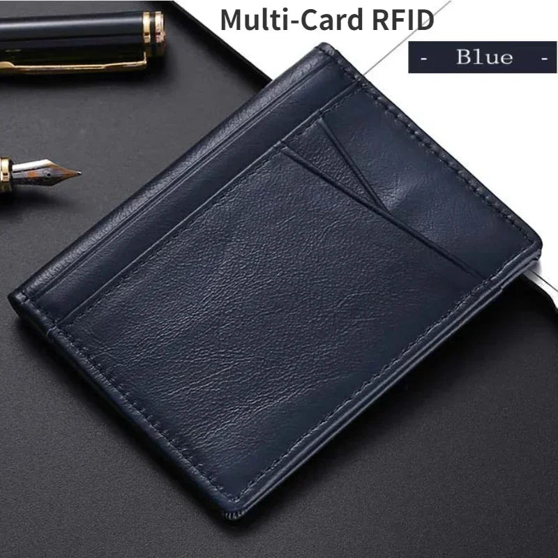 100% Genuine Leather Mini Credit Card Holder Wallet