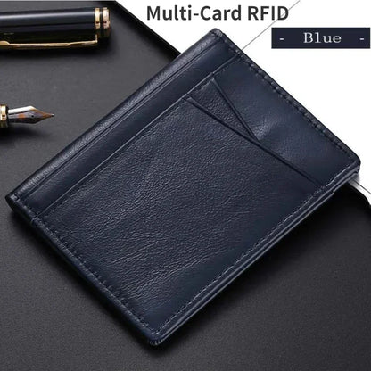 100% Genuine Leather Mini Credit Card Holder Wallet