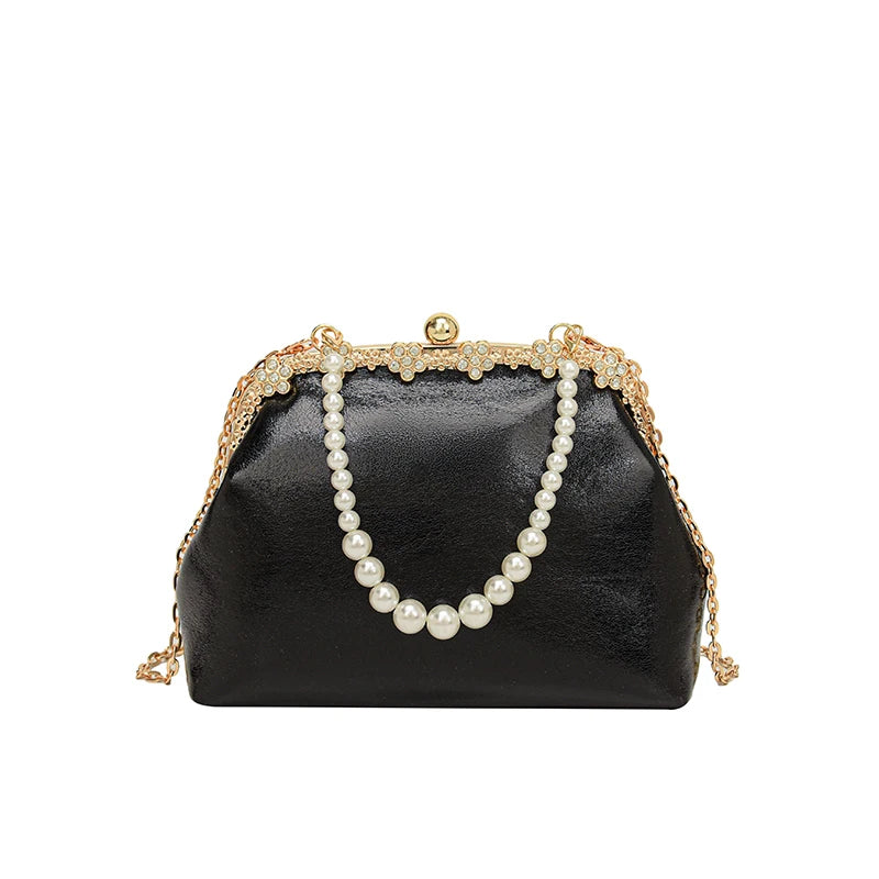 Luxury Pearl Chain Minaudière Shoulder Bag