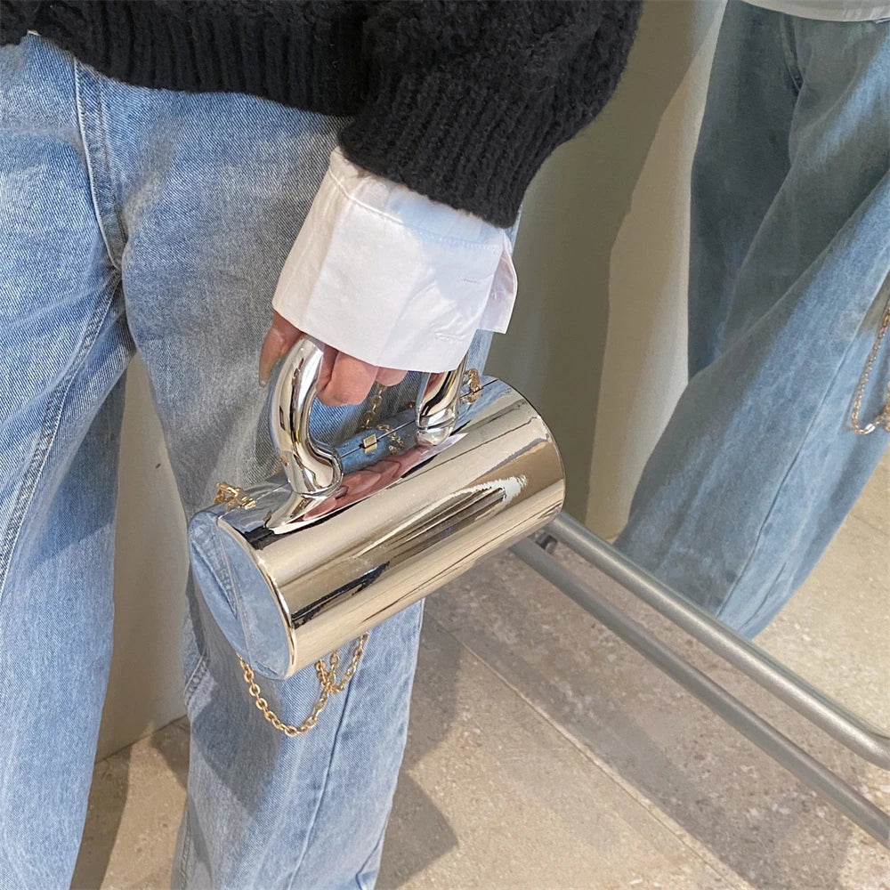 Golden Cylinder Evening Clutch