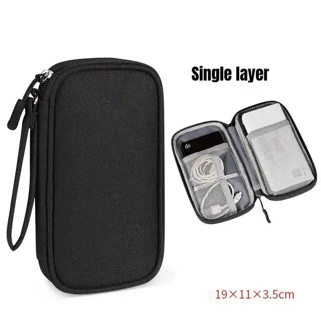 Double-Layer Cable & Electronics Organizer Bag