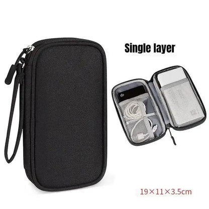 Double-Layer Cable & Electronics Organizer Bag