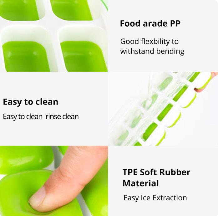 14-Grid Silicone Ice Cube Tray with Lid