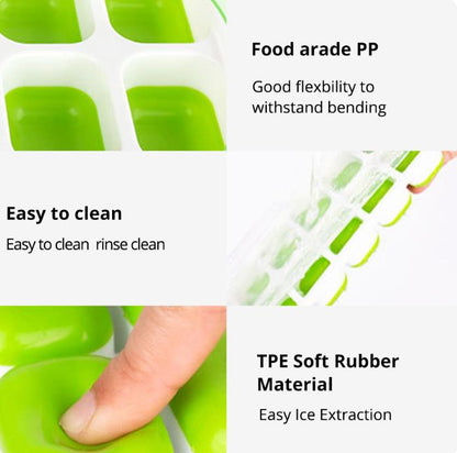 14-Grid Silicone Ice Cube Tray with Lid