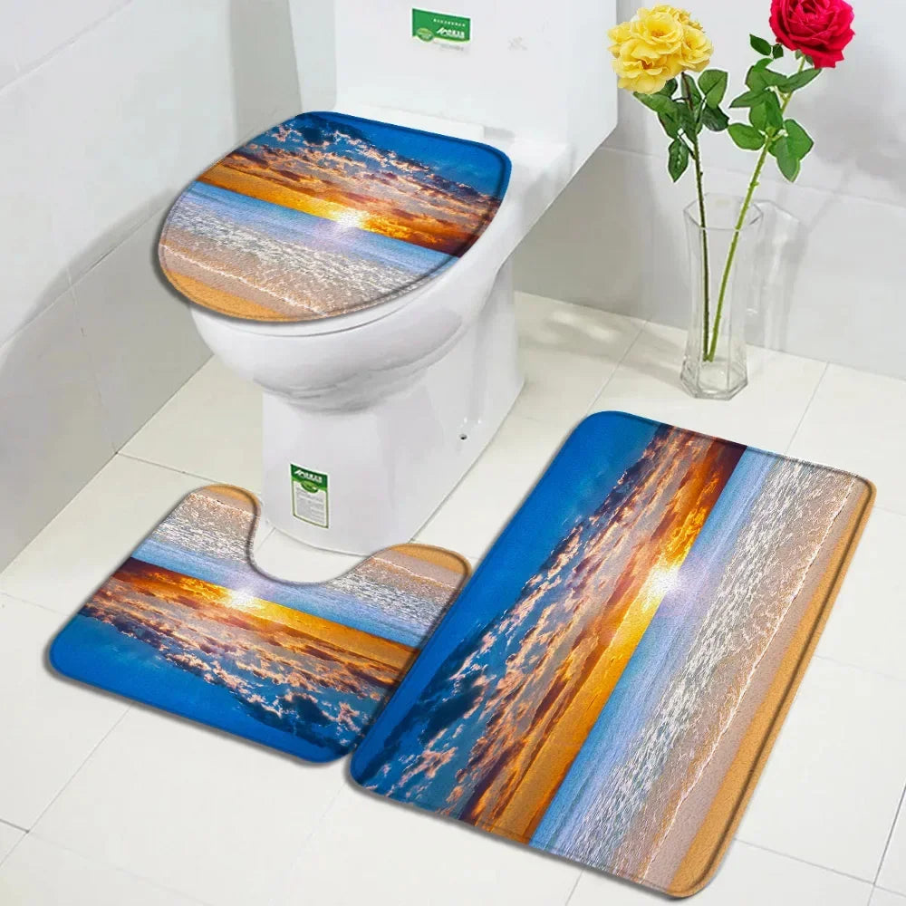 Ocean Seashell Bathroom Mat Set