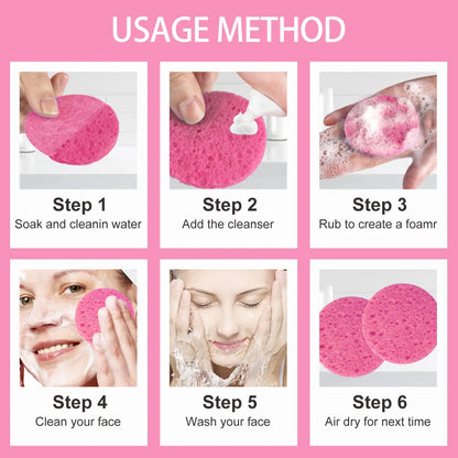 Natural Cellulose Facial Cleansing Sponges