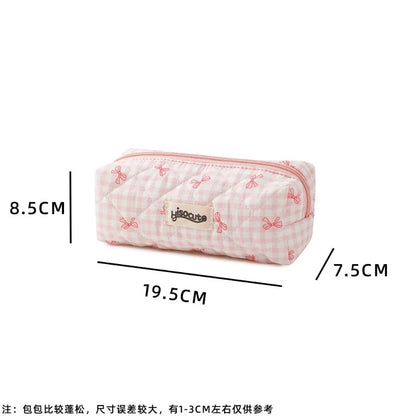 Fresh Plaid Bow Print Pencil Case