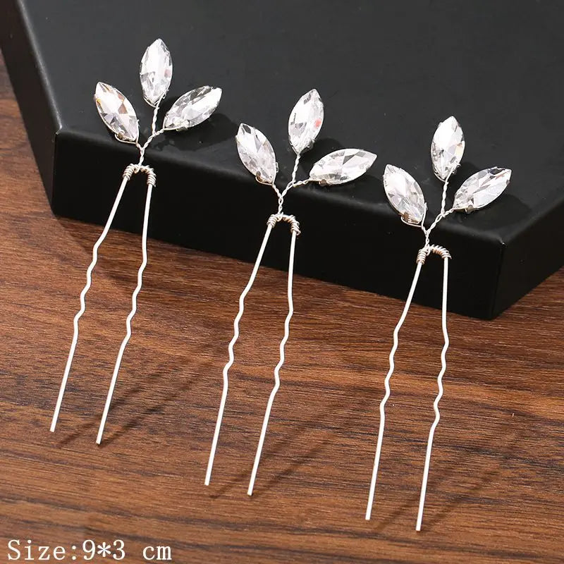 Pearl Rhinestone Flower Hair Pins
