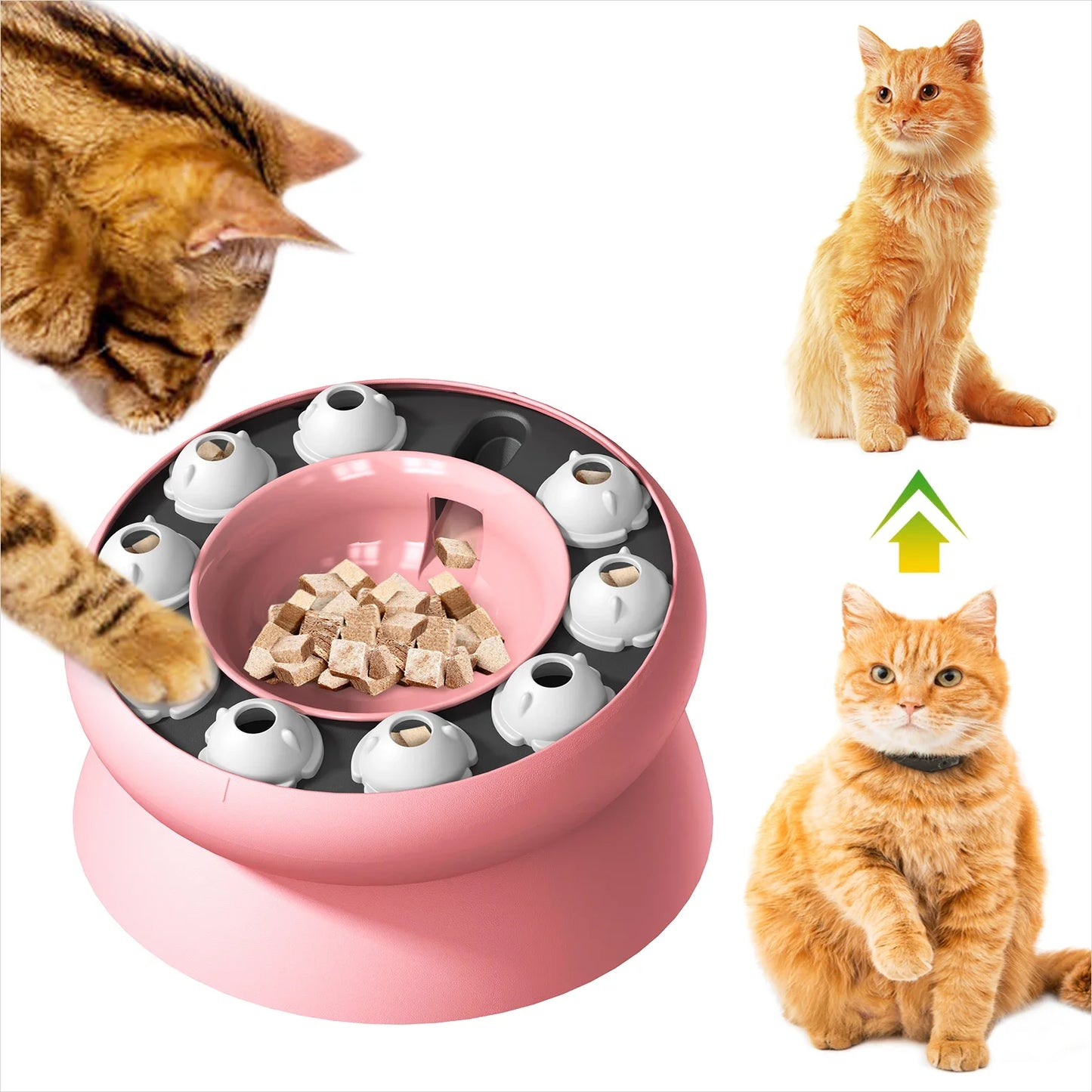 Interactive Slow Feeder Cat Bowl Puzzle Toy