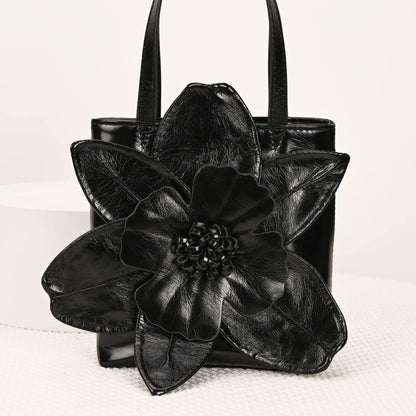 3D Floral PU Leather Bucket Handbag