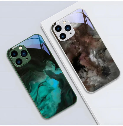 Tempered Glass Marble Effect iPhone Case