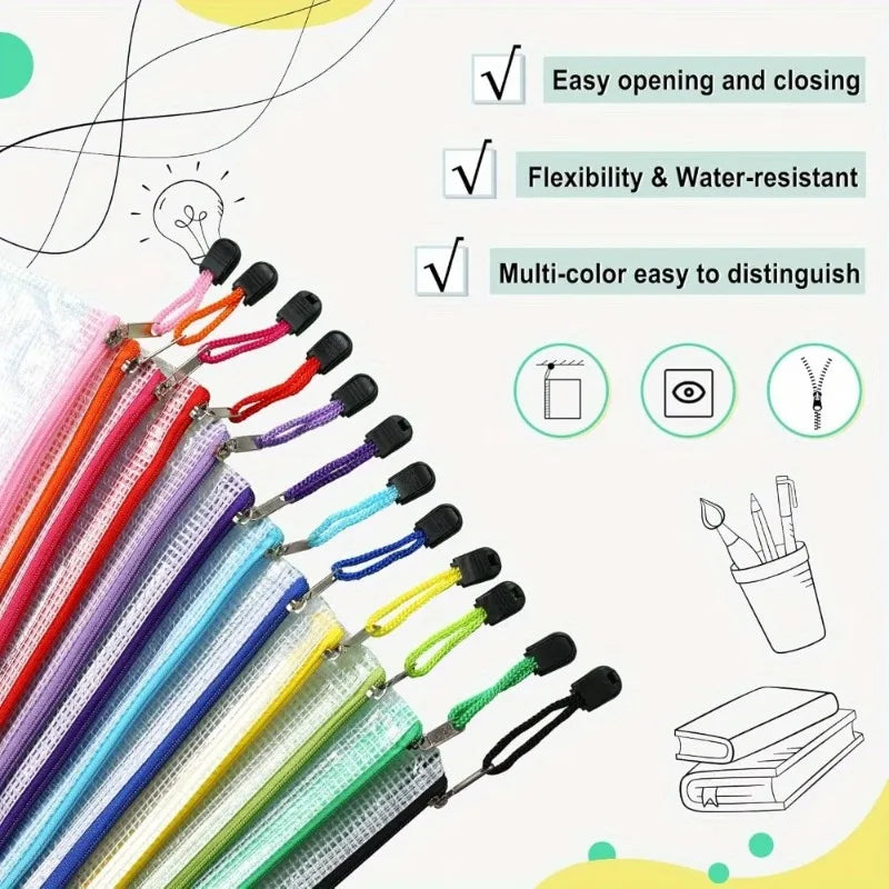 Mesh Zipper Document Pouch Set