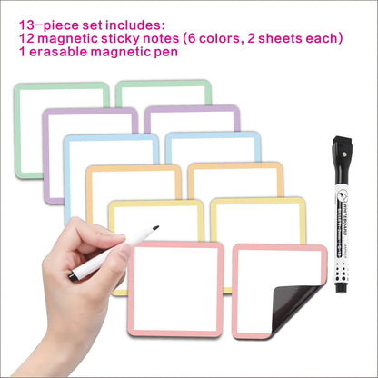 Reusable Magnetic Whiteboard Sticky Notes for Fridge, Whiteboard & Office Organization