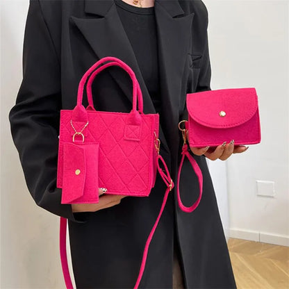 Felt Tote, Crossbody Bag & Wallet Set for Everyday Use