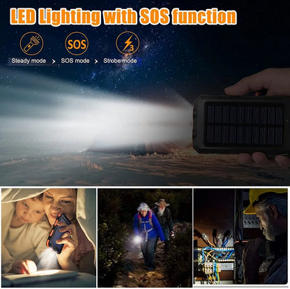 80000mAh Solar Power Bank with LED Flashlight