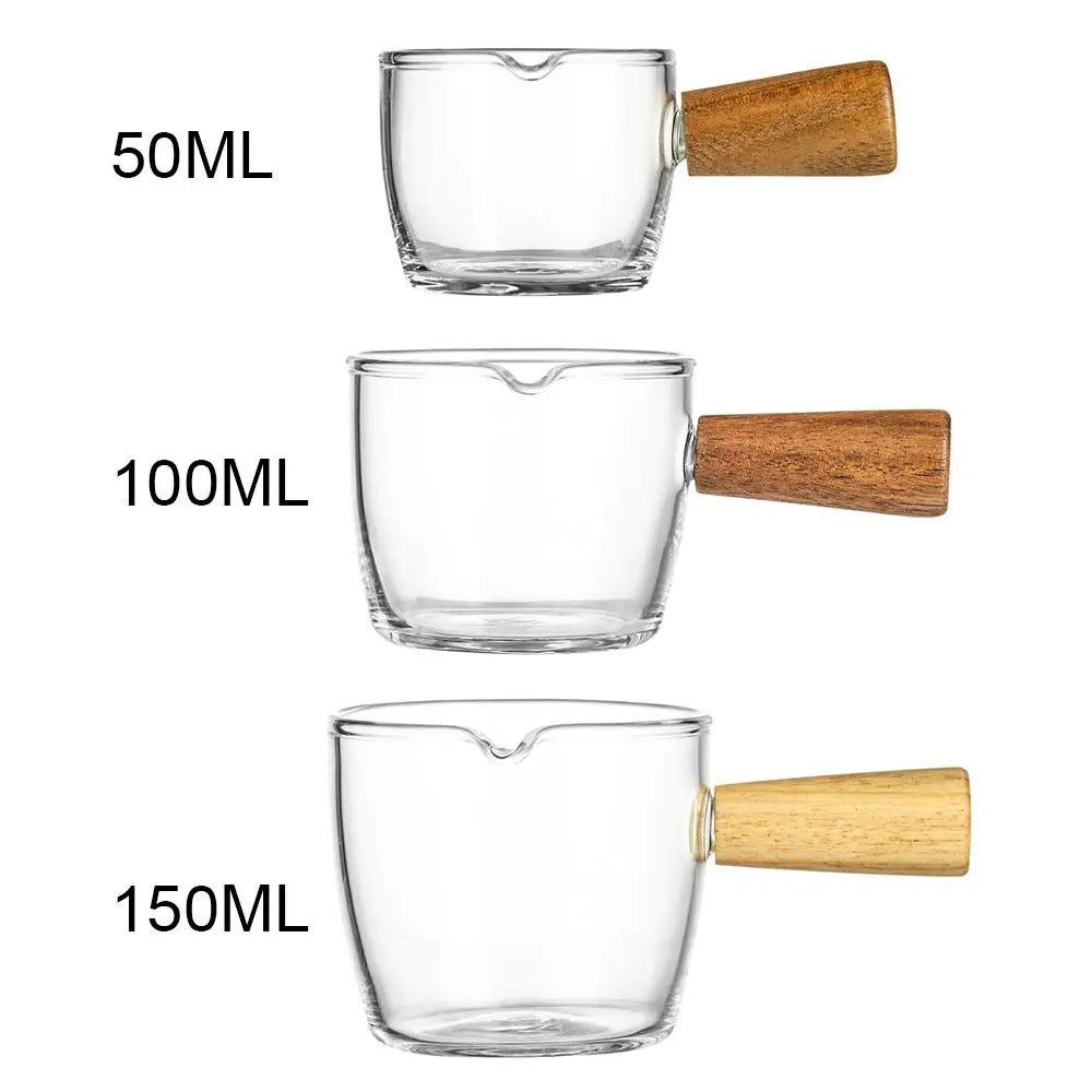 Wooden Handle Glass Measuring Cup