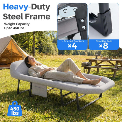 Adjustable Folding Camping Cot with Mattress