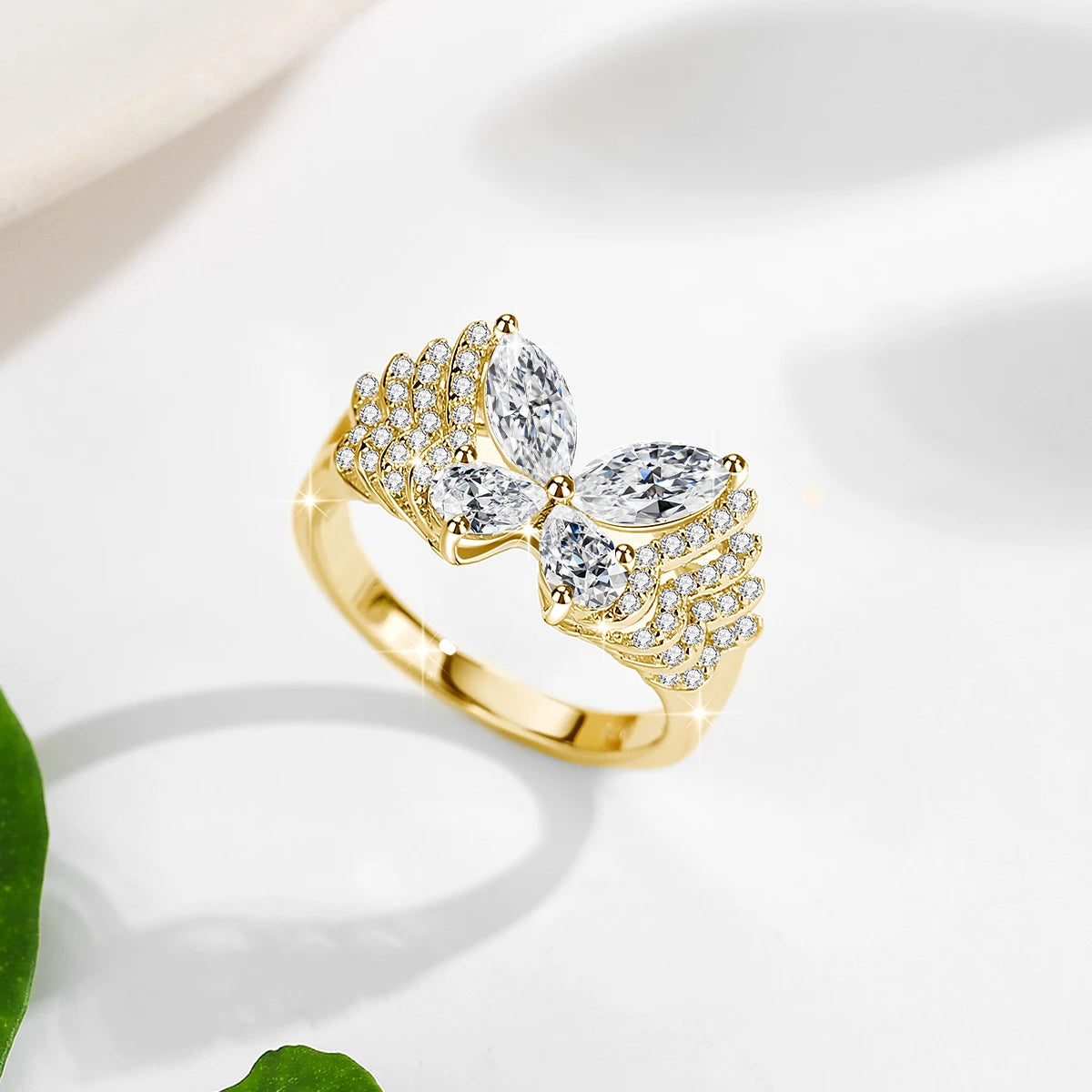 14K Gold-Filled Moissanite Butterfly Ring