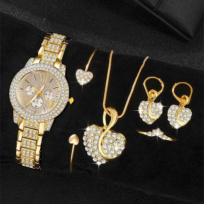 Women’s Rhinestone Quartz Watch Jewelry Set