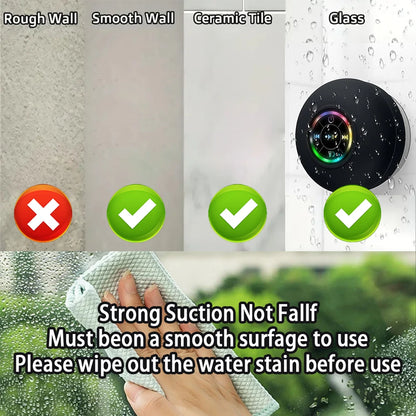 Portable Waterproof Bluetooth Speaker with Suction Cup & LED Lights
