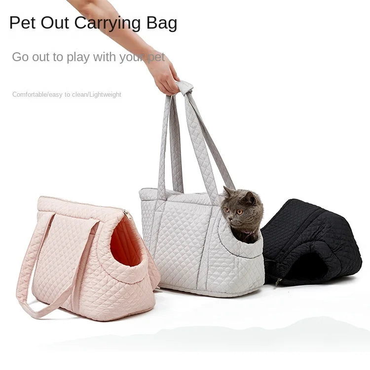 Quilted Pet Carrier Shoulder Bag