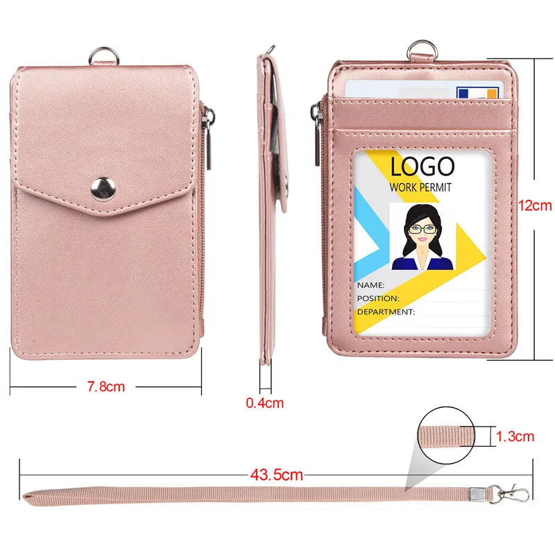 PU Lanyard Badge Holder with Zipper