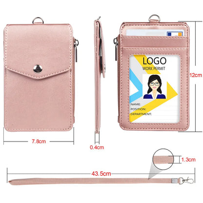 PU Lanyard Badge Holder with Zipper