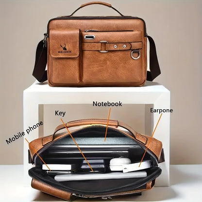 Business Casual PU Leather Messenger Bag