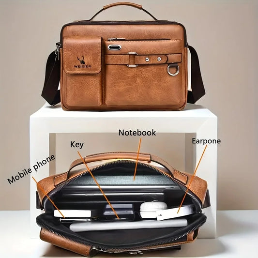 Business Casual PU Leather Messenger Bag