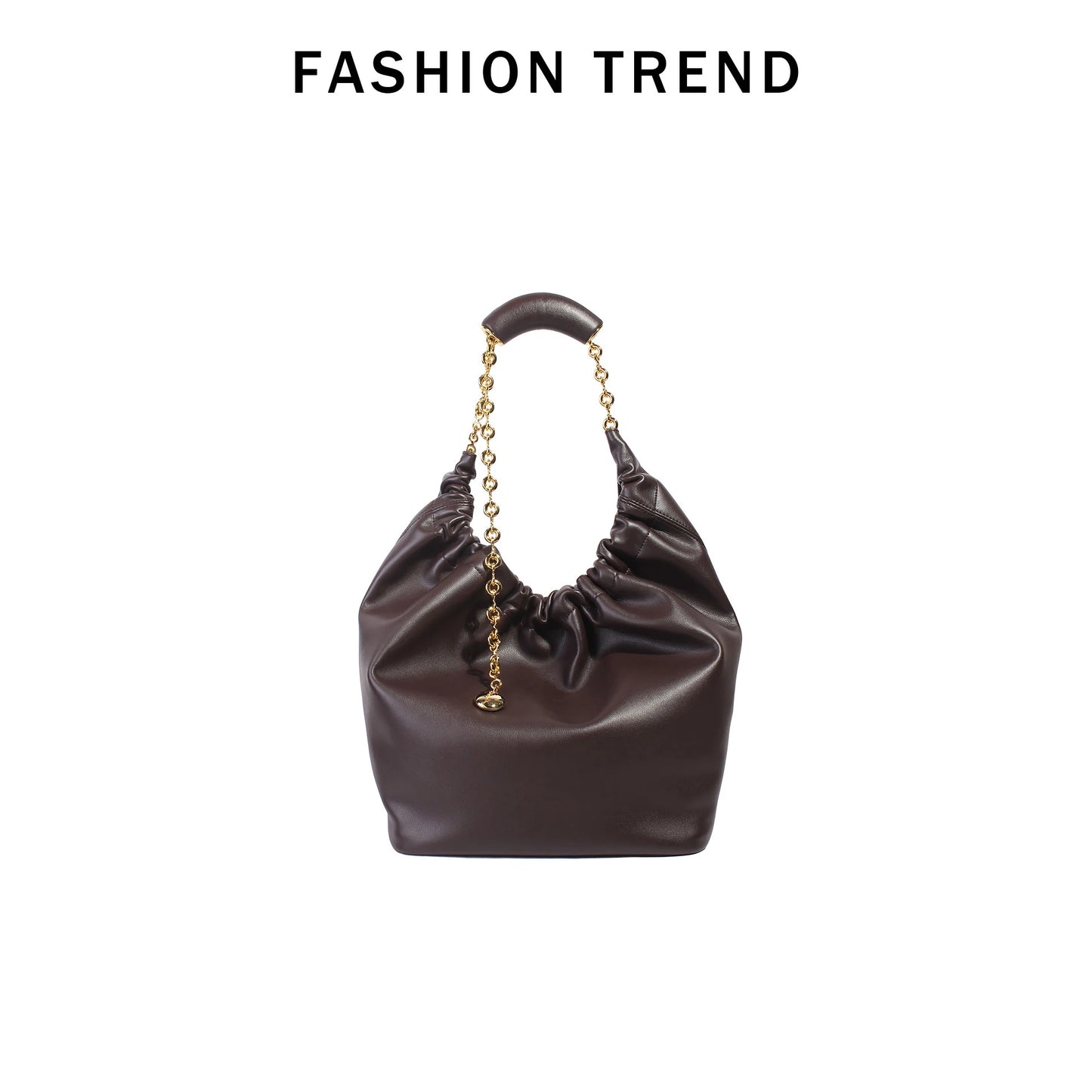 Genuine Leather Cloud Bucket Shoulder Bag