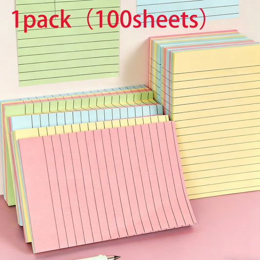 100 Sheets Lined Sticky Notes – Self-Adhesive Memo Pads in 4 Colours