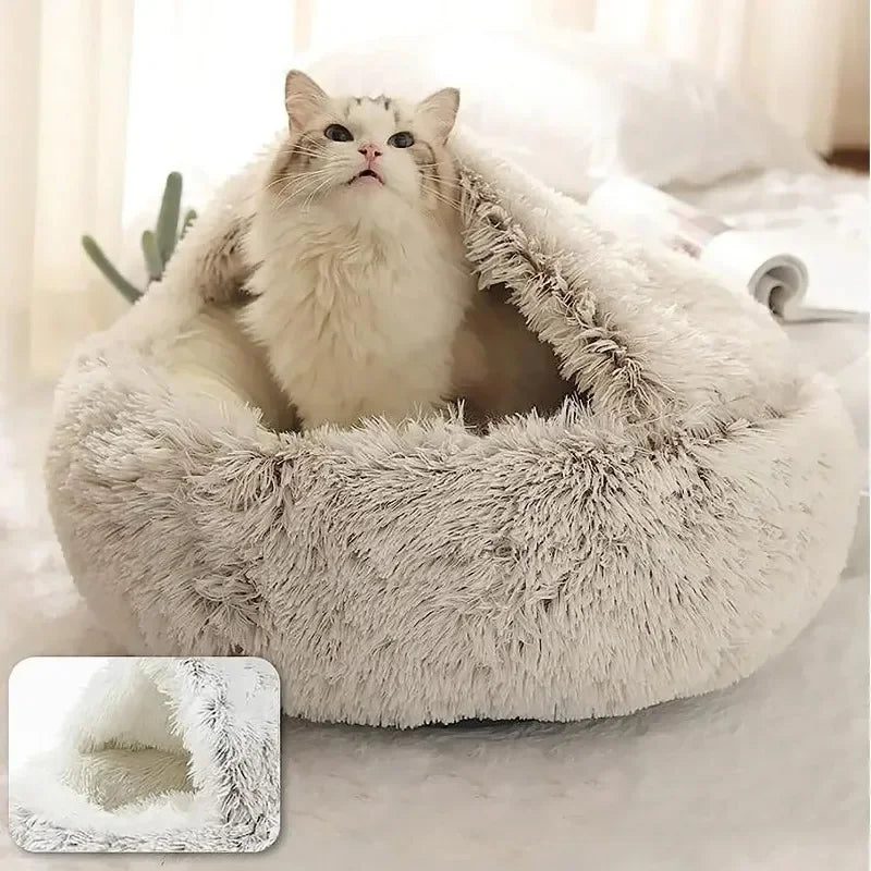 2-in-1 Soft Cushion Bed for Cats & Small Dogs