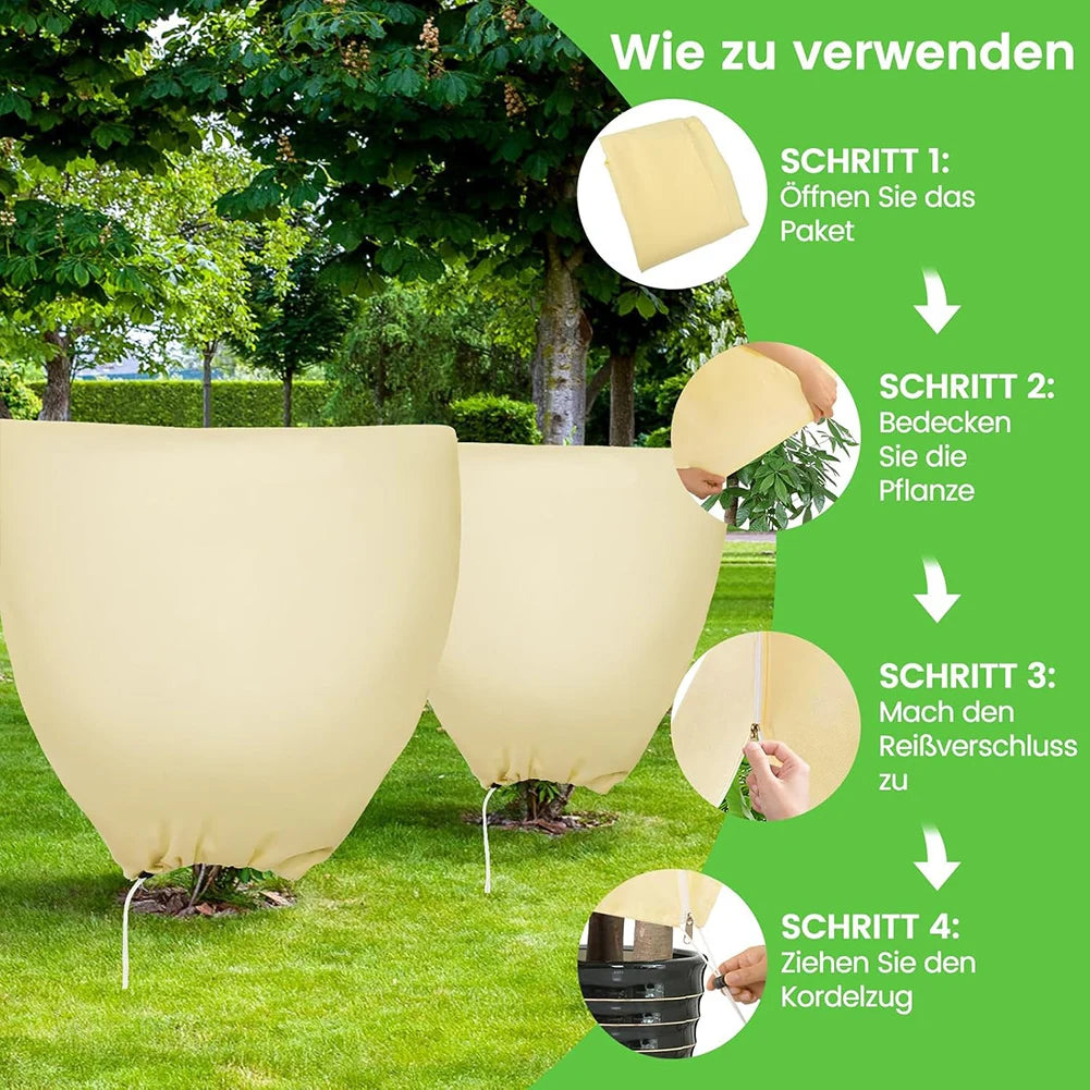 Breathable Winter Plant Protection Cover with Zipper & Drawstring