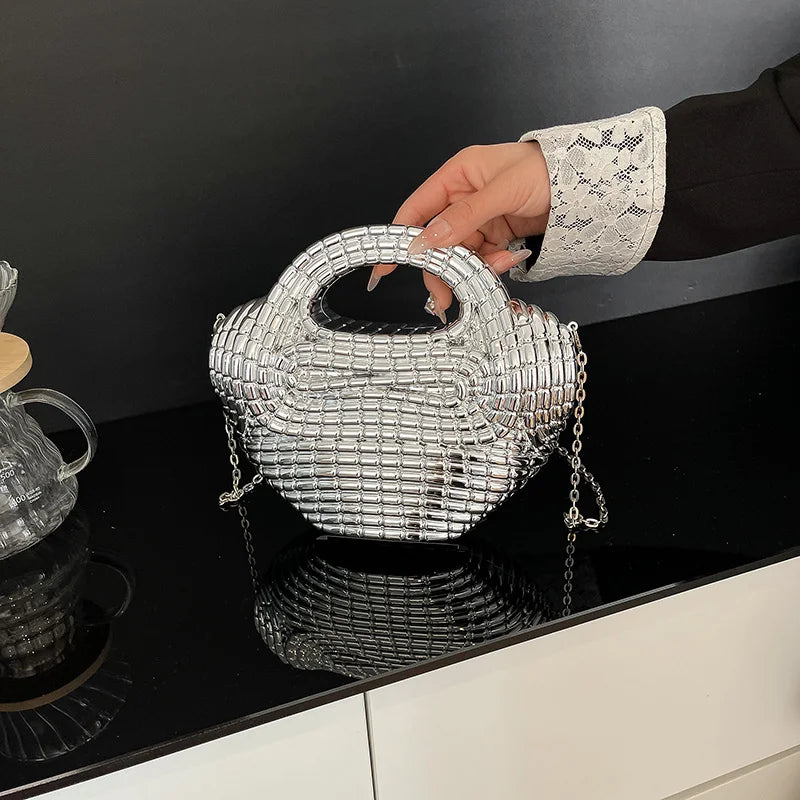 Metallic Acrylic Woven Handbag