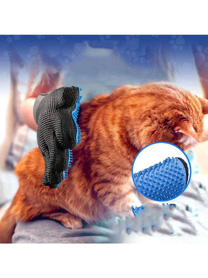 2-in-1 Pet Grooming Glove & De-Shedding Brush