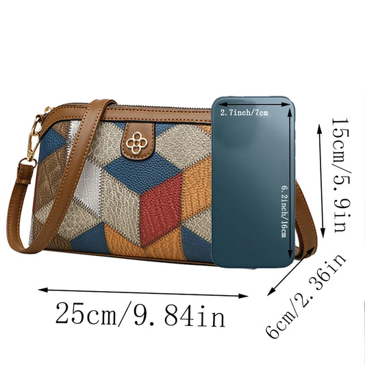 Geometric Patchwork Crossbody Bag
