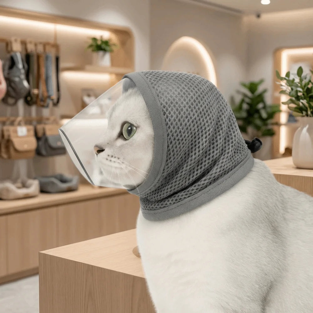 Anti-Licking Cat Mask – Breathable Protective Headgear
