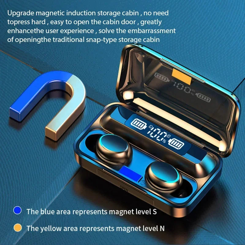 F9 Wireless Bluetooth Earbuds with LED Charging Display
