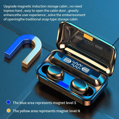 F9 Wireless Bluetooth Earbuds with LED Charging Display