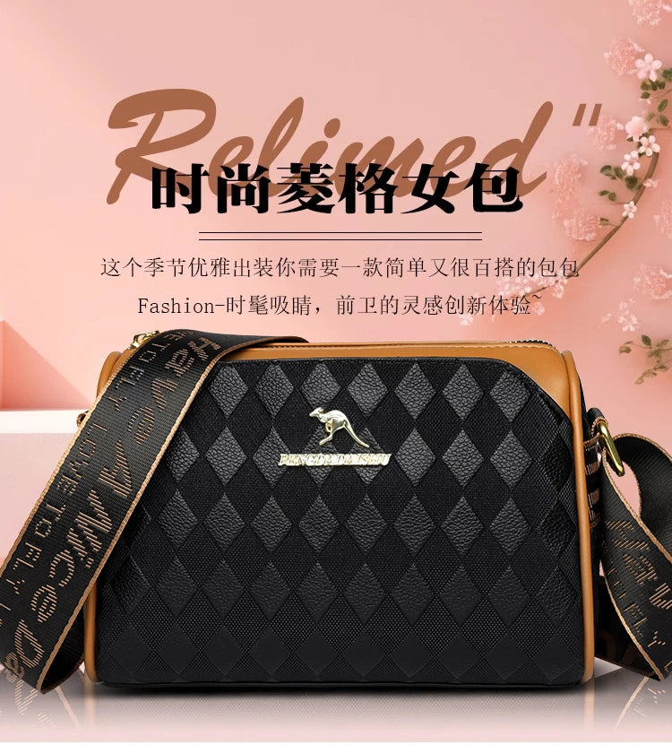 Plaid PU Leather Crossbody Shoulder Bag