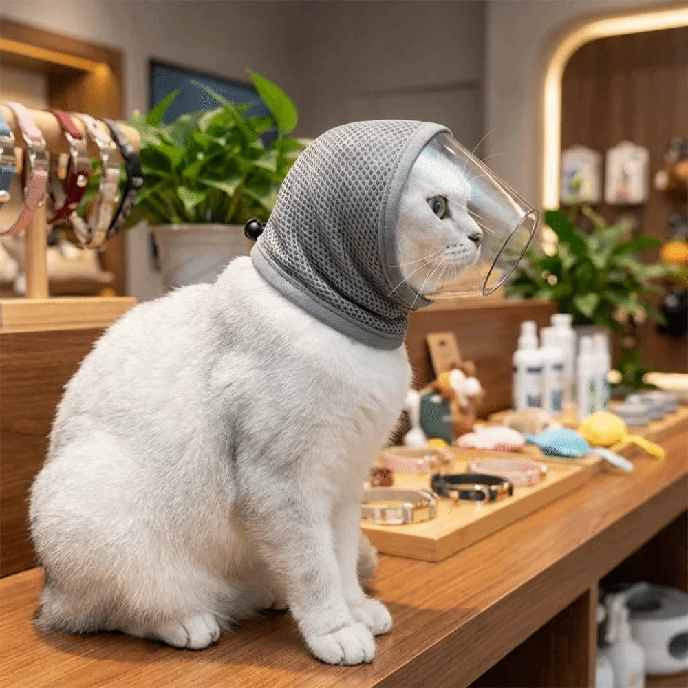 Anti-Licking Cat Mask – Breathable Protective Headgear